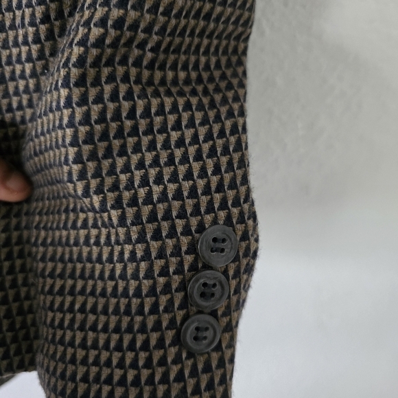 Nino Cerruti Sport Coat Jacket Mens Brown Black 2Buttons Long Sleeve Has holes - Picture 8 of 14